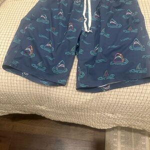 Shark Print Men's Swim Shorts - Blue